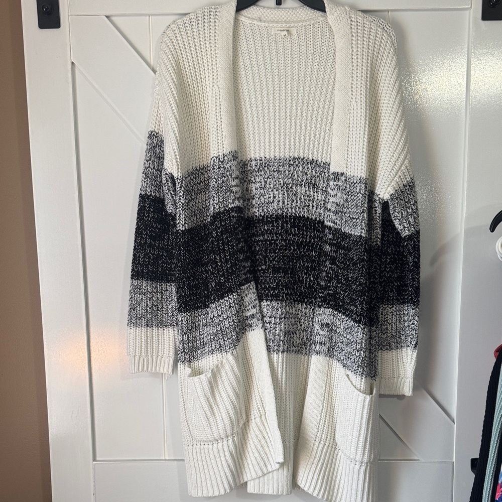 Maurices Black and White Striped Cardigan